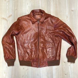 Vintage Soft Leather Bomber Jacket